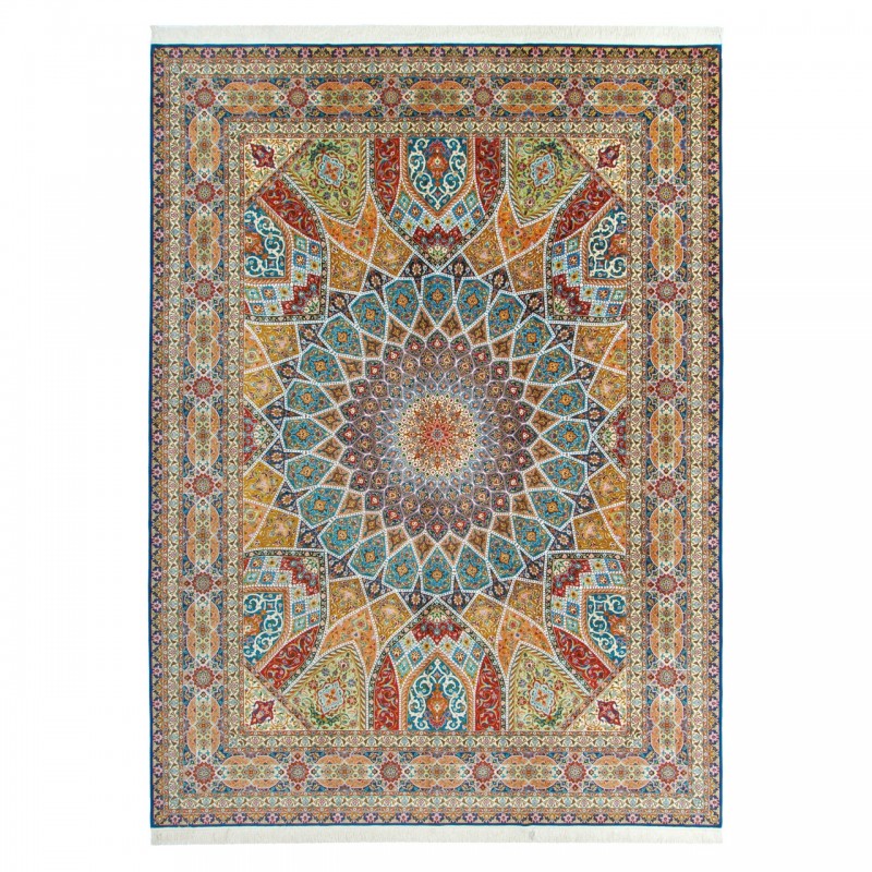 Handwoven Carpet, Dome Layout, All Silk, Tabriz, 207 × 406 cm Ref 10800637