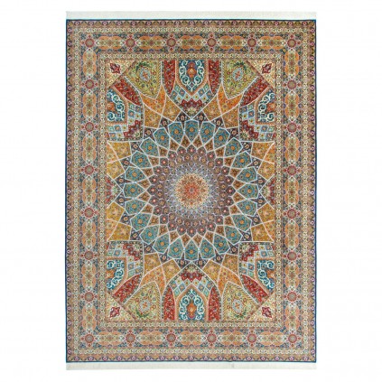Handwoven Carpet, Dome Layout, All Silk, Tabriz, 207 × 406 cm Ref 10800637