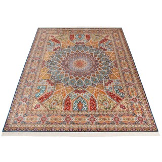 Handwoven Carpet, Dome Layout, All Silk, Tabriz, 207 × 406 cm Ref 10800637