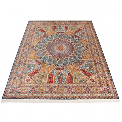 Handwoven Carpet, Dome Layout, All Silk, Tabriz, 207 × 406 cm Ref 10800637