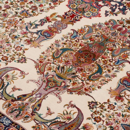 Handwoven Carpet, Corner Medallion Layout, Wool and Silk on Silk Warp, Tabriz, 310 × 420 cm Ref 11300639