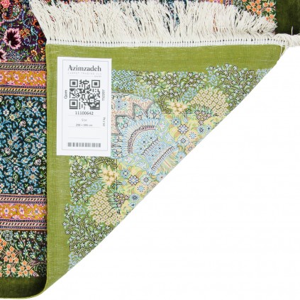 Handwoven Carpet, Corner Medallion Layout, All Silk, Qom, 298 × 395 cm Ref 11100642