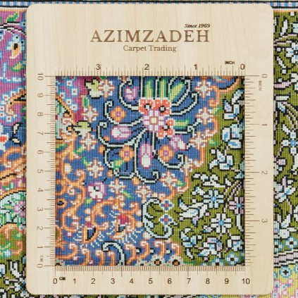 Handwoven Carpet, Corner Medallion Layout, All Silk, Qom, 298 × 395 cm Ref 11100642