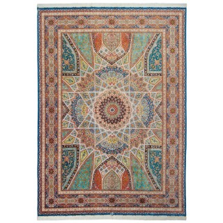 Handwoven Carpet, Dome Layout, All Silk, Tabriz, 290 × 405 cm Ref 11100645