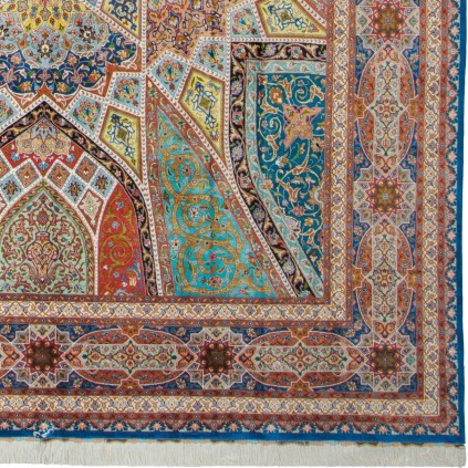 Handwoven Carpet, Dome Layout, All Silk, Tabriz, 290 × 405 cm Ref 11100645