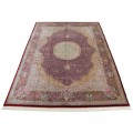 Handwoven Carpet, Corner Medallion Layout, All Silk, Qom, 294 × 406 cm Ref 11100646