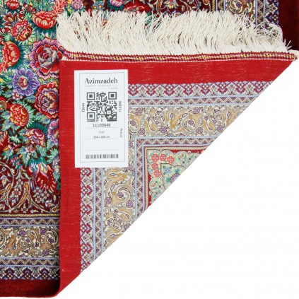 Handwoven Carpet, Corner Medallion Layout, All Silk, Qom, 294 × 406 cm Ref 11100646