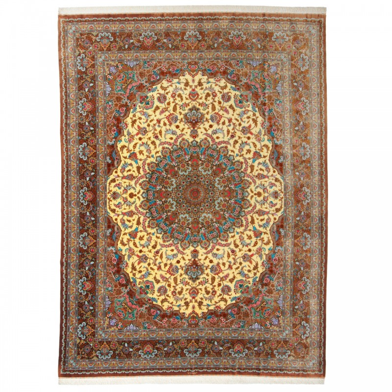 Handwoven Carpet, Corner Medallion Layout, All Silk, Qom, 291 × 395 cm Ref 11100648