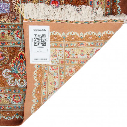 Handwoven Carpet, Corner Medallion Layout, All Silk, Qom, 291 × 395 cm Ref 11100648