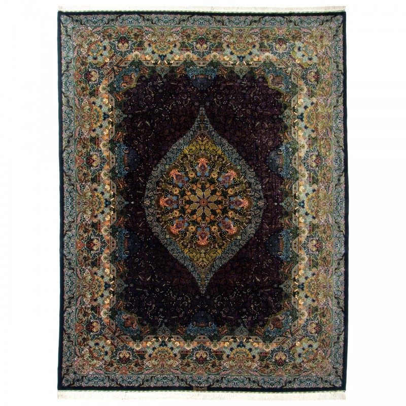 Handwoven Carpet, Corner Medallion Layout, All Silk, Qom, 293 × 391 cm Ref 11100650