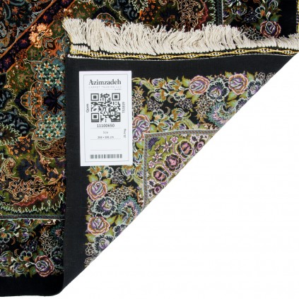 Handwoven Carpet, Corner Medallion Layout, All Silk, Qom, 293 × 391 cm Ref 11100650