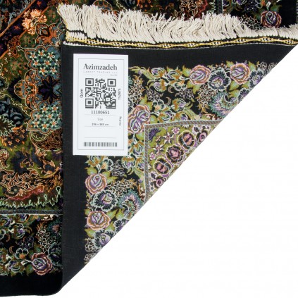 Handwoven Carpet, Corner Medallion Layout, All Silk, Qom, 296 × 389 cm Ref 11100651