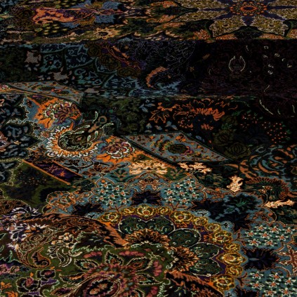 Handwoven Carpet, Corner Medallion Layout, All Silk, Qom, 296 × 389 cm Ref 11100651