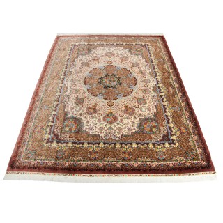 Handwoven Carpet, Corner Medallion Layout, All Silk, Qom, 300 × 404 cm Ref 11200652
