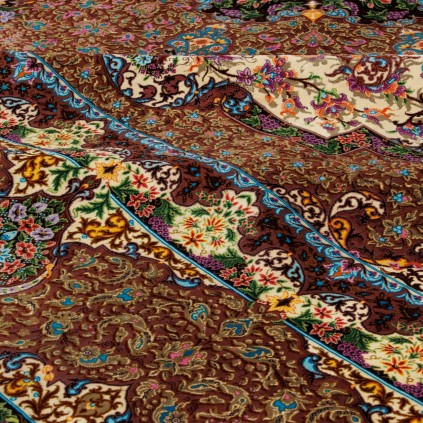 Handwoven Carpet, Corner Medallion Layout, All Silk, Qom, 300 × 404 cm Ref 11200652