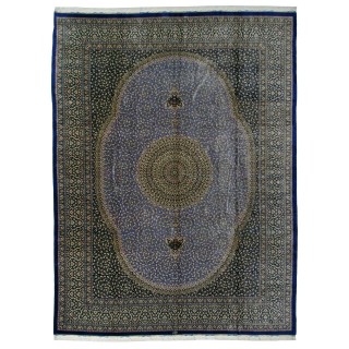 Handwoven Carpet, Corner Medallion Layout, All Silk, Qom, 302 × 399 cm Ref 11200653