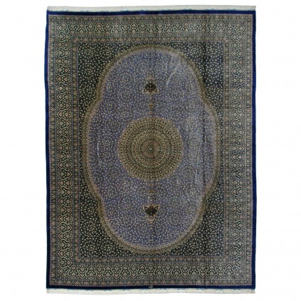 Handwoven Carpet, Corner Medallion Layout, All Silk, Qom, 302 × 399 cm Ref 11200653