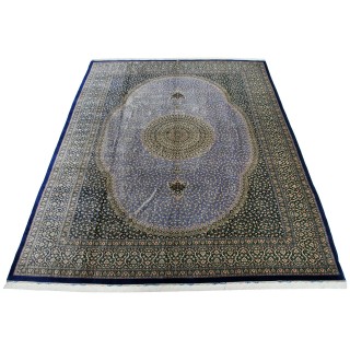 Handwoven Carpet, Corner Medallion Layout, All Silk, Qom, 302 × 399 cm Ref 11200653