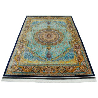 Handwoven Carpet, Corner Medallion Layout, All Silk, Qom, 300 × 423 cm Ref 11200655