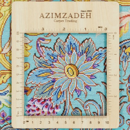 Handwoven Carpet, Corner Medallion Layout, All Silk, Qom, 300 × 423 cm Ref 11200655