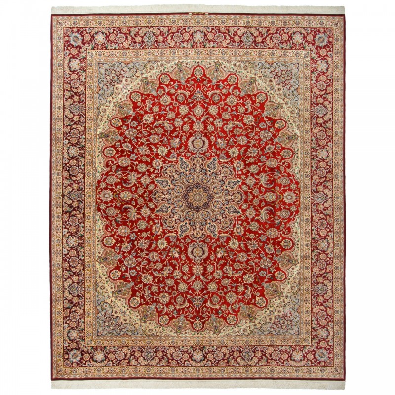 Handwoven Carpet, Corner Medallion Layout, Wool and Silk on Silk Warp, Isfahan, 310 × 390 cm Ref 11200656
