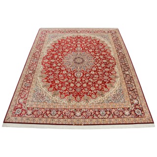 Handwoven Carpet, Corner Medallion Layout, Wool and Silk on Silk Warp, Isfahan, 310 × 390 cm Ref 11200656