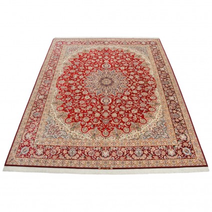 Handwoven Carpet, Corner Medallion Layout, Wool and Silk on Silk Warp, Isfahan, 310 × 390 cm Ref 11200656