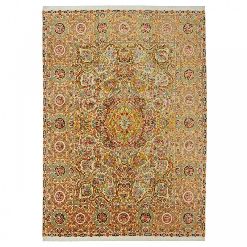 Handwoven Carpet, Corner Medallion Layout, Wool and Silk on Silk Warp, Tabriz, 293 × 405 cm Ref 11100657