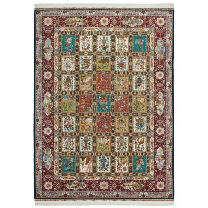 Handwoven Carpet, Square/Block Layout, Wool and Silk on Silk Warp, Tabriz, 293 × 407 cm Ref 11100661