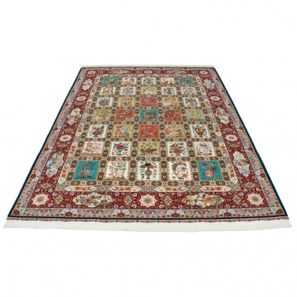 Handwoven Carpet, Square/Block Layout, Wool and Silk on Silk Warp, Tabriz, 293 × 407 cm Ref 11100661