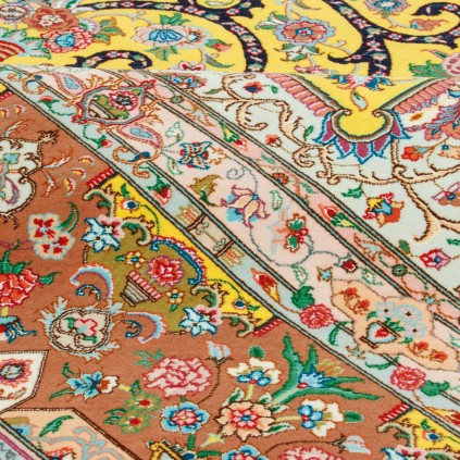 Handwoven Carpet, Corner Medallion Layout, Wool and Silk on Silk Warp, Tabriz, 297 × 404 cm Ref 11200662