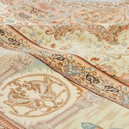 Handwoven Carpet, Corner Medallion Layout, Wool and Silk on Cotton Warp, Tabriz, 295 × 403 cm Ref 11100664