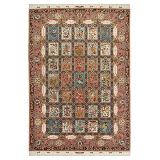 Handwoven Carpet, Square/Block Layout, Wool and Silk on Silk Warp, Tabriz, 291 × 419 cm Ref 11200665