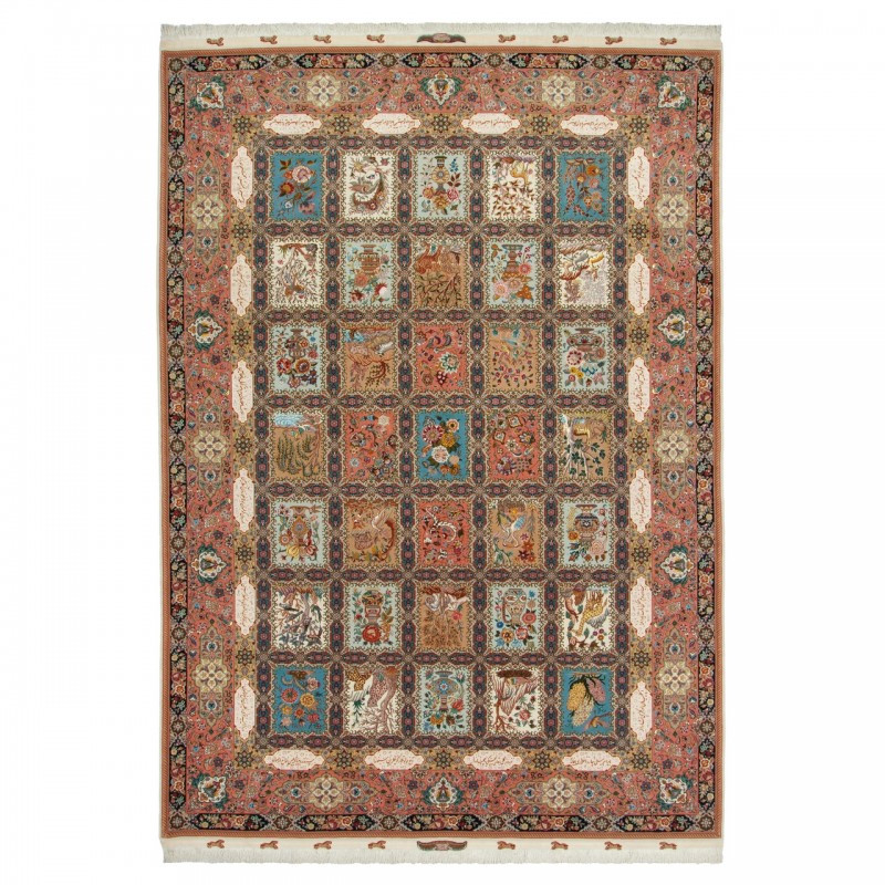 Handwoven Carpet, Square/Block Layout, Wool and Silk on Silk Warp, Tabriz, 291 × 419 cm Ref 11200665