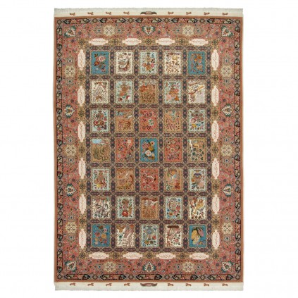 Handwoven Carpet, Square/Block Layout, Wool and Silk on Silk Warp, Tabriz, 291 × 419 cm Ref 11200665