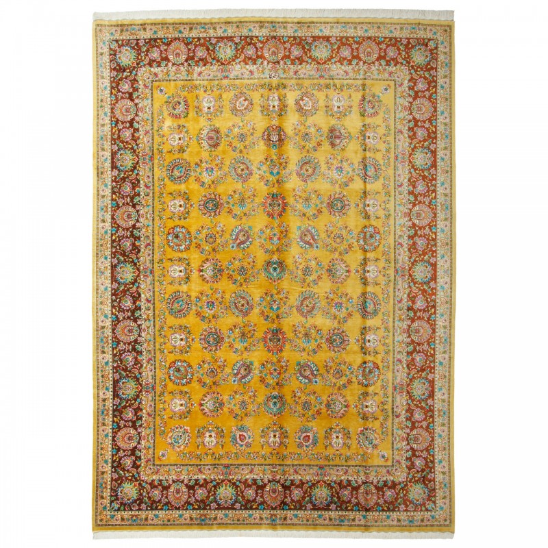 Handwoven Carpet, All-over Floral Layout, All Silk, Tabriz, 293 × 413 cm Ref 11200666