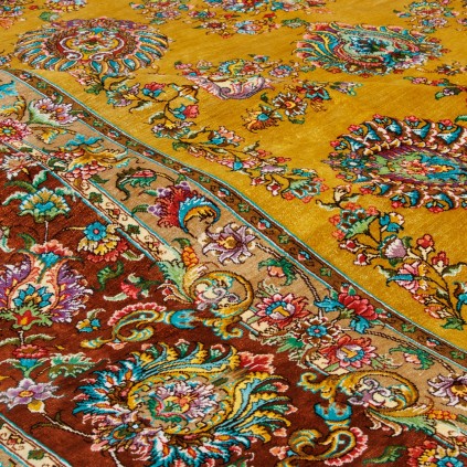 Handwoven Carpet, All-over Floral Layout, All Silk, Tabriz, 293 × 413 cm Ref 11200666
