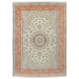 Handwoven Carpet, Corner Medallion Layout, Wool and Silk on Silk Warp, Nain, 293 × 405 cm Ref 11100670