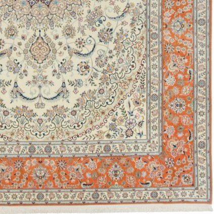 Handwoven Carpet, Corner Medallion Layout, Wool and Silk on Silk Warp, Nain, 293 × 405 cm Ref 11100670