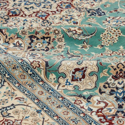 Handwoven Carpet, Corner Medallion Layout, Wool and Silk on Cotton Warp, Nain, 250 × 400 cm Ref 11000673