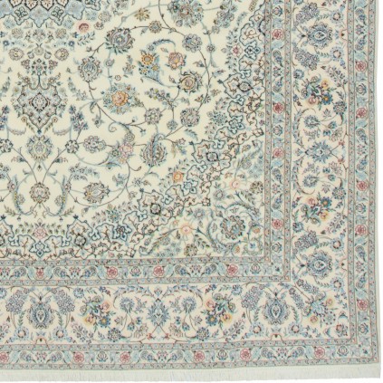 Handwoven Carpet, Corner Medallion Layout, Wool and Silk on Cotton Warp, Nain, 305 × 410 cm Ref 11200675