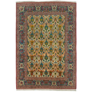 Handwoven Carpet, Border Motifs Layout, Wool on Cotton Warp, Tabriz, 267 × 380 cm Ref 11000706