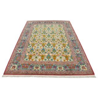 Handwoven Carpet, Border Motifs Layout, Wool on Cotton Warp, Tabriz, 267 × 380 cm Ref 11000706