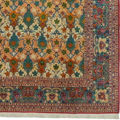 Handwoven Carpet, Border Motifs Layout, Wool on Cotton Warp, Tabriz, 267 × 380 cm Ref 11000706