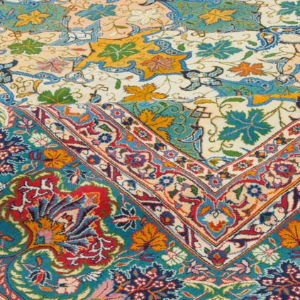 Handwoven Carpet, Border Motifs Layout, Wool on Cotton Warp, Tabriz, 267 × 380 cm Ref 11000706