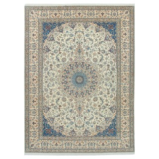 Handwoven Carpet, Corner Medallion Layout, Wool and Silk on Cotton Warp, Nain, 305 × 410 cm Ref 11200775