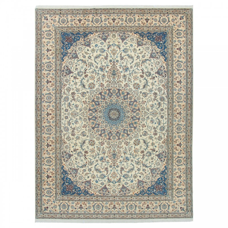 Handwoven Carpet, Corner Medallion Layout, Wool and Silk on Cotton Warp, Nain, 305 × 410 cm Ref 11200775