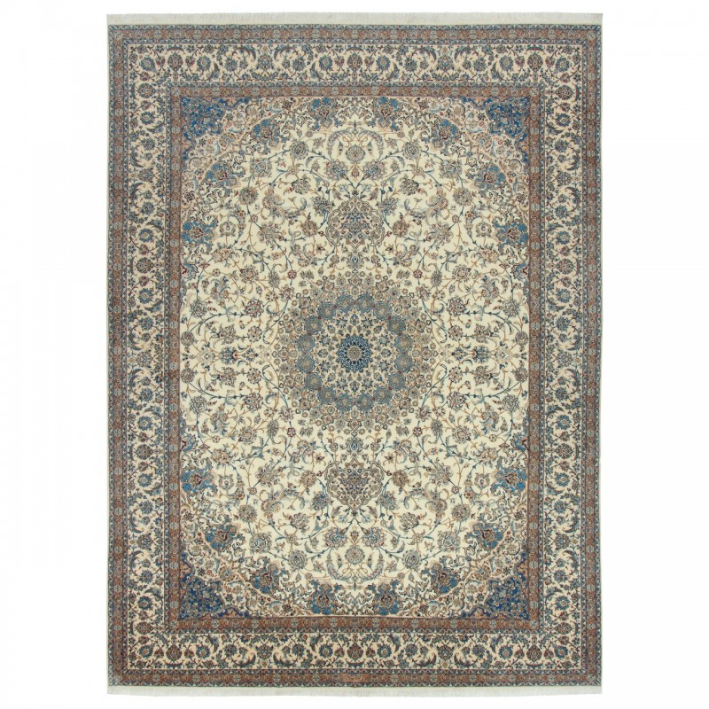 Handwoven Carpet, Corner Medallion Layout, Wool and Silk on Cotton Warp, Nain, 303 × 406 cm Ref 11200779