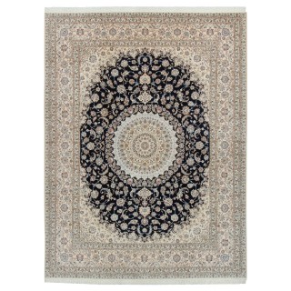 Handwoven Carpet, Corner Medallion Layout, Wool and Silk on Cotton Warp, Nain, 301 × 398 cm Ref 11100781