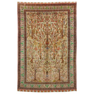 Handwoven Carpet, Tree of Life Layout, All Silk, Senneh, 250 × 350 cm Ref 10800801